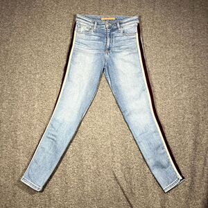 Joes Jeans Womens 25 Skinny Ankle The Charlie 5 Pocket Denim Red Velvet Stripe